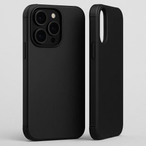 Solid Black Slim Fit Phone Case Shockproof Cover for iPhone 16 Pro Max