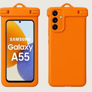 14 Solid Orange Waterproof Phone Case for Samsung Galaxy A55